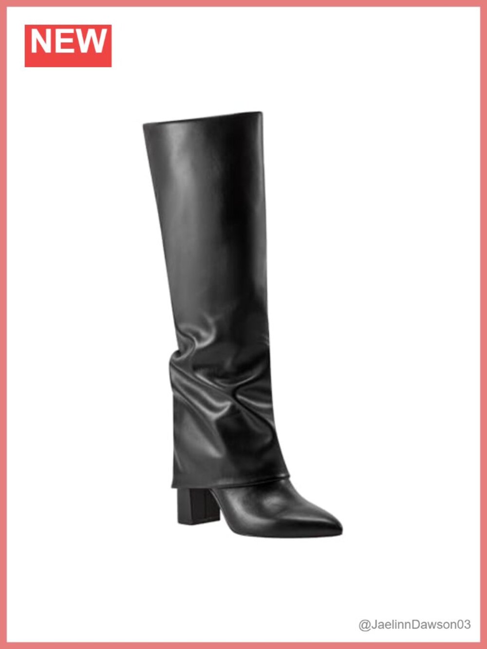 Faux Leather Knee High Dress Boots Pointed Toe Block Heel Ruched